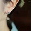 Dingle örhängen hög kvalitet och utsökt långkedja öronhörning av naturliga en jade emaljblommor för kvinnor bröllop smycken