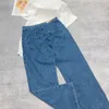 Denim Kadınlar Kot Tasarımcı Kadın Denim Pantolon Bacaklar Mavi Düz Lüks Marka İnce Fit Striaight Street Giyim Zayıflama Jean Pantolon Gevşek Kadın Pantolon