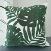 Pillow Tropical Leaf Cove 45x45cm Pink Green Wine Red Grey Cotton Embroidery Case With For Sofa Bed Home Decorative Soft