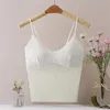 دبابات Camisoles Tops Tops Sexy Tank Top Women Breads in Bra Solid Color Camis لمحاصيل الكتف بلا أكمام Camisole 2024