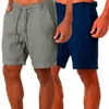 Pantalones cortos para hombre Pantalones cortos para hombre Nuevos pantalones cortos de lino y algodón para hombre Pantalones de lino de color liso transpirables de verano para hombre Traje de calle deportivo S-4XL 24325