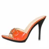 Yaz Şeker Renk Seksi Terlik Ayakkabıları Patent Deri Süper Yüksek Topuk Noktalı Ayak Sandaletleri Kadın Düğün 240318