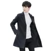 Jaquetas masculinas 2024 outono / inverno coreano fino ajuste comprimento médio blusão estilo moda grande casaco de lã casual