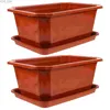 Planters POTS 2 PCS Rektangel Flowerpot Office Potting Trays Bonsai Tree Growing Pots Plastic Plaster Bowler Bowl 240325