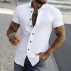 남자 캐주얼 셔츠 옷깃 칼라 셔츠 슬림 한 딱 맞는 여름 턴-다운 짧은 슬리브 단일 가슴 디자인 편안함