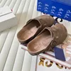 Boken Slippers Shoes Cowhide Women Slides Mule Men Half Slippers Designer Sandals Boken Casual Shoes Baotou Luxury Slippers Home Flat Sole Unisex Large Sizes 35-44