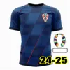 2024 Euro Cup Croácia Jersey Nova 2025 Croatie National Team 24 25 Camisa de Futebol Homens Crianças Kit Set Home Branco Away Blue Men Jerseys MODRIC KOVACIC PASALIC PERISIC