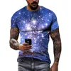 fi unisex stjärnhimmel grafik t skjortor sommar casual män 3d tryckt streetwear hip hop persality korta ärm tees toppar t18d#