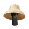 Chapéus de aba larga Chapéus de balde Chapéu de sol de verão feito à mão Rafia Vintage Turismo Sunshine Beach Férias Chapéu de palha com renda para crianças e adultos Férias J240325