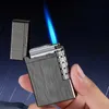Lighters Mini Steel Tone Rumble Straight Metal Lighter Mens Gift Blue Flame Flint Lighter Smoking Accessories 240325