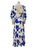 Vestido de estampado floral de la cintura alta y elegante para mujeres con mangas medias excelentes para elegantes atuendos AST182083
