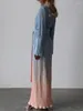 Vestidos casuais vestidos senhoras elegante gradiente impressão manga longa maxi vestido o-pescoço grande balanço 2024 primavera outono