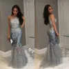 Prom klänningar glittrande ren nack ärmlös kristallpåltull sjöjungfru aftonklänning formella klänningar vestido de festa