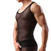 Chaleco Transparente de para hombre, Camiseta sin Mangas Ultrafina y przemijający, ropa wnętrza sexy t022#