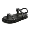 Platforma pasma dhinestone Sandals Kobiety grube dolne płaskie letnie gladiator sandalias mejr kryształowe koraliki sandalias femininas 240312