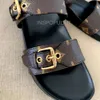 Bom dia platt mule äkta läder sandal toffel kvinnan platta män glider lyxdesigner Sandale Casual Shoe Summer Beach Gladiator Mules Hasp