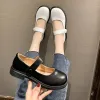 Stövlar 2021 Spring Woman Flats Mary Janes Shoes Platform Lolita Shoes Girl Shoes White Low Heel Casual Leather Zapatos Mujer 8933n