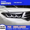 För Toyota Highlander LED-strålkastarmontering DRL DAYTIME Running Light Streamer Turn Signal Indicator 13-14 Front Lamp Auto Parts