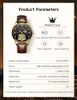 Olevs 3601 Luxury Business Watch Moon Phase Calendar Cuir Luminous Fashion Classics Watch Imperproofr Men's Automatic Mechanical Watch