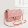 7A Luxury classic flap bag designer shoulder bag wallet Womens leather handbag Korean style mini crossbody bag phone bag Pink designer bag chain shoulder bag