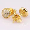 Stud Earrings Original Golden Shine Dazzling Droplets With Crystal Earring For Women 925 Sterling Silver Fine Europe Jewelry