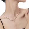 Collana da donna con ciondolo con fibbia di sicurezza in giada, collare di perle, regalo di gioielli per feste in argento sterling 925