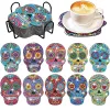 Stitch Gatyztory 8pc/sets Diamond Paint Coaster med Rack 5D Skull Diy Diamond Mosaic Drink Cup Cushion Table Placemat Crafts Sats