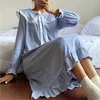 Women's Sleepwear WEIRDO Sweet Princess Style Pajamas Solid Fashion Long-Sleeved Soft Home Wear Womens Retro Leisure Dress Lace Ruffled