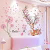 Zaagbladen Cerf Animaux Stickers Muraux Décor Bricolage Fleurs Plantes Stickers Muraux pour Chambres d'enfants Chambre de Bébé Maternelle Pépinière Décoration de La Maison