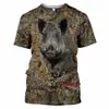 2023 Camoue hunting animals wild boar 3D T-shirt summer leisure men's T-shirt fi street pullover short sleeve jacket g9qN#