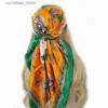 Bandanas Durag 2022 Nouveau foulard en soie femmes grand foulard carré 90cm peinture à l'huile impression tournesol personnalisé foulard en satin Y240325