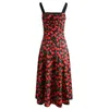 Casual Dresses Jamerary Fashion Runway Red Cherry Dress for Women Summer Straps A Line Holiday Beach Midi Long Lady