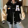 Korean Version of Retro Alphabet Print Baseball Uniform for Men and Women Allmatch Harajuku Style Loose Couple Jacket 240312