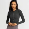 Giacche da corsa Slim Fit Fitness Sport Giacca con cappuccio Donna Fl Cerniera Comodo allenamento Palestra Yoga Capispalla corto S-Xl Drop Delivery S Oti2K