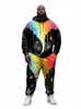 zooy L-9XL Herenpak Kleurblok Straat Carto Kleurband Spl Inkt Rainbow Universe Lg-mouwen Hoodie Joggingbroek Pak l1p2 #