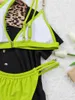 Women's Swimwear Sexy Rhinestone Two-Piece One Shoulder Green Bikinis Sets Two Pieces Thong Swimsuits Beachwear Bathing Suit Biquini