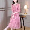 Pink Tie Dyed Chiffon Dress for Womens Summer New French Style Versatile Casual Vacation