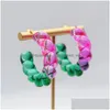 Stud Ujbox Wholesale Bk Mticolor Rainbow Clear Acrylic Twist Earrings Hoop For Women 231127 Drop Delivery Jewelry Dhkfv