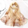 Шарфы Шарфы для женщин Легкий принт с цветочным узором Длинный прозрачный шифоновый шарф Шейный платок Шелковый