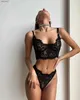 Sexy set nieuwe romantische Valentijnsdag wimper kant bralette string set met open rug transparant bloemen strak passend korset voor sexy lingerie dameskleding C24325