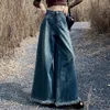Jeans pour femmes jambe large femmes printemps pleine longueur taille haute bleu baggy fille coréenne pantalon surdimensionné y2k mode streetwear