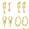 Stud Zhukou Glossy Women Drop Earrings Drip Out Honey Shape Brass Unusual Hoop Jewelry Wholesale Ve1094 231127 Delivery Dh0Bq