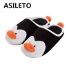 Buty Asileto Womans Man Kapcieczki pingwiny zwierzęcy z kreskówka zima ciepłe domowe dzieci wnętrz ślizgają się