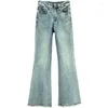 Damen Jeans Blue Denim Boot-Cut Hosen Frauen 2024 Frühling Elastische Hohe Taille Slim Fit Abnehmen Europäische Wischen Verlängerte Hosen