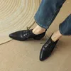 Sapatos de vestido Oxfords femininos feitos de material de pele de carneiro com forro de couro de porco e palmilhas conforto macio escritório senhora