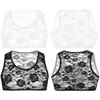 Mens Sissy Voir à travers Sheer Lingerie Nightwear Sexy Vest Top Stretchy Floral Lace Short Vest Crop Tops Vêtements de nuit Saint-Valentin k34D #