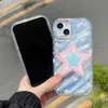 Cas de téléphone portable INS Corée 3D Mignon Wave Star + Support Antichoc Pare-chocs Pour iPhone 14 11 12 13 Pro Max Soft Silicone Téléphone Couverture Arrière Fundas H240326
