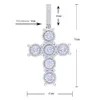 Lodowe Bling Cross Wisiant Naszyjnik Srebrny Kolor 5a Okrągły sześcienne Cyrronia Charms for Men Men Hip Hop Biżuteria 240311