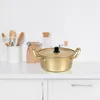 Pot Ramen coréen à Double chaudière, oreilles de nouilles, Gadget de cuisine, décor rétro, ustensiles de cuisine d'extérieur en métal, Stock de nouilles en aluminium jaune