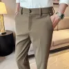 2024 elastische Taille Hosen Männer Business Sommer Casual Anzug Hosen Koreanische Knöchel Länge Hängenden Gestellte Büro Sozialen Hosen